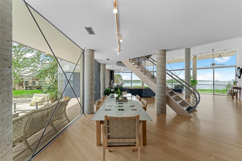 Dining room, Interior, Water, Wood Texture Flooring