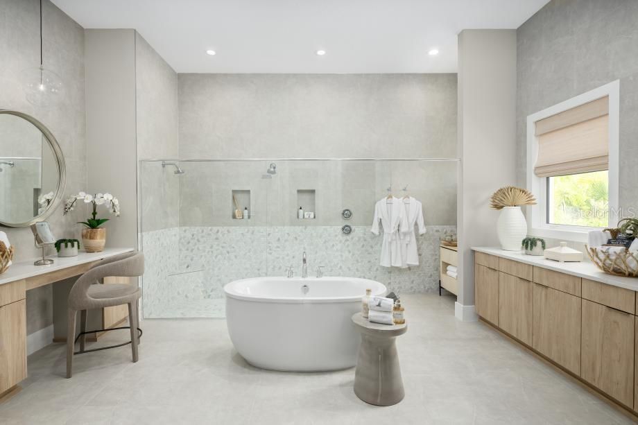 Bathroom, Dual Sink Vanities, Free Standing Baths, Interior, Recessed Lighting