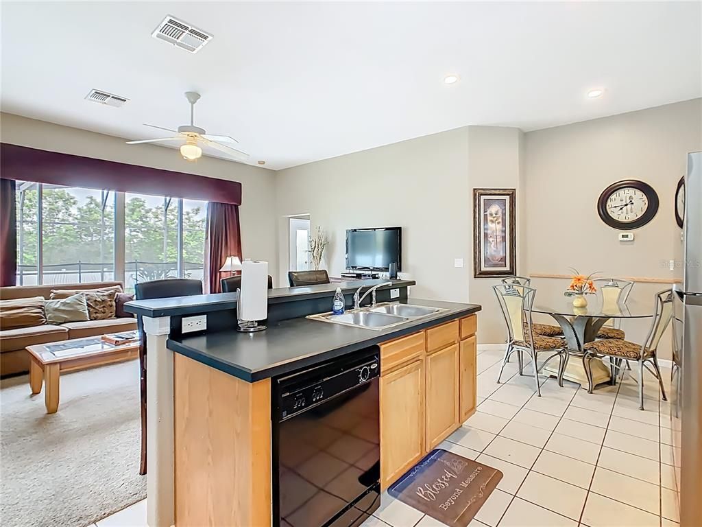 Dining room, Interior, Kitchen, Living room, Recessed Lighting