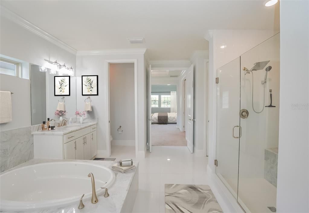 Bathroom, Glass Shower, Interior, Recessed Lighting