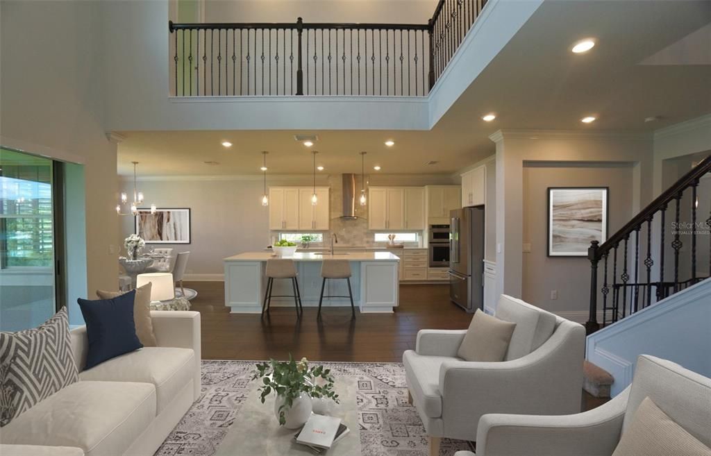 Dining room, Interior, Kitchen, Living room, Pendant Lights, Recessed Lighting, Stainless Steel Appliances, Wood Texture Flooring