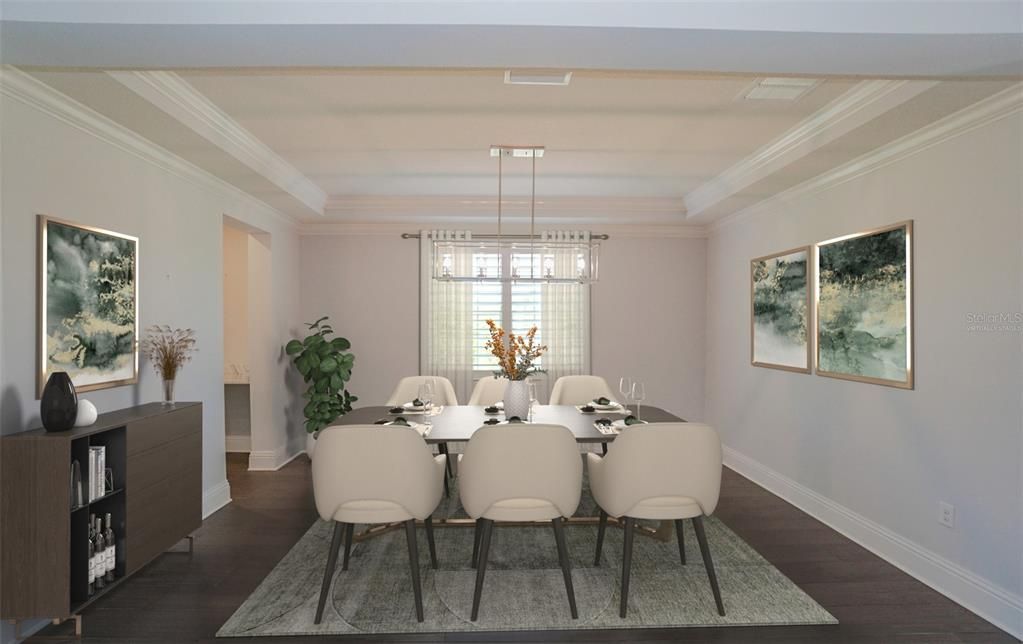 Chandelier, Dining room, Interior, Pendant Lights, Wood Texture Flooring
