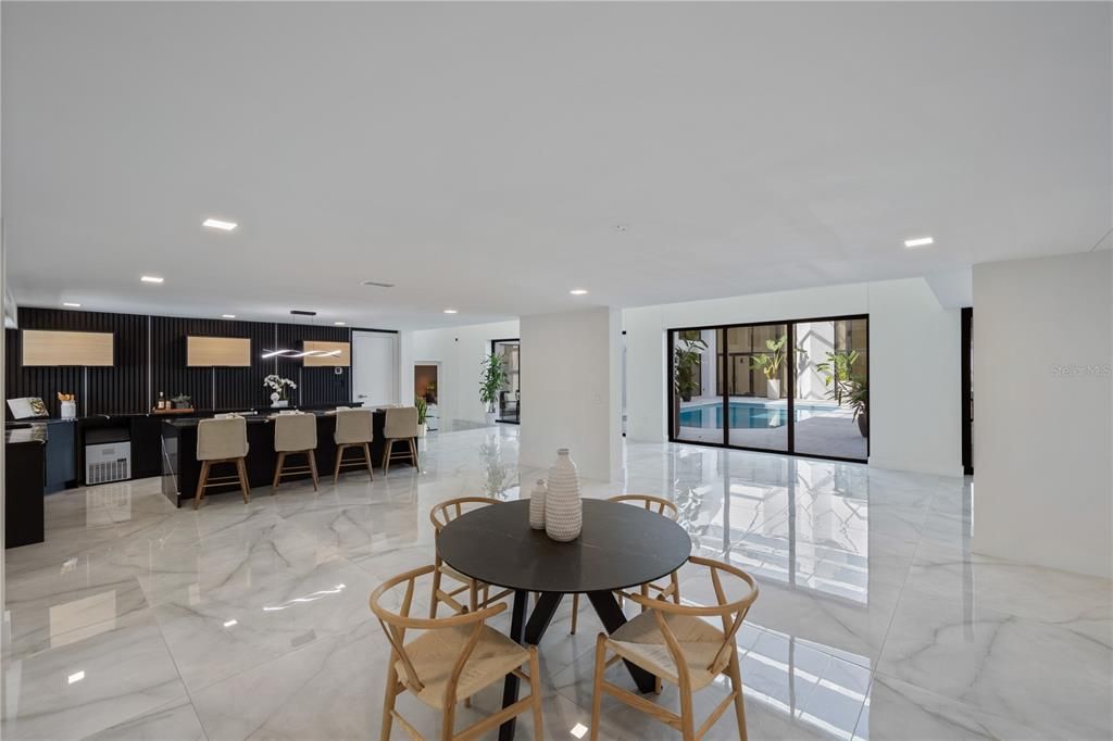 Interior, Kitchen, Marble, Pendant Lights, Recessed Lighting