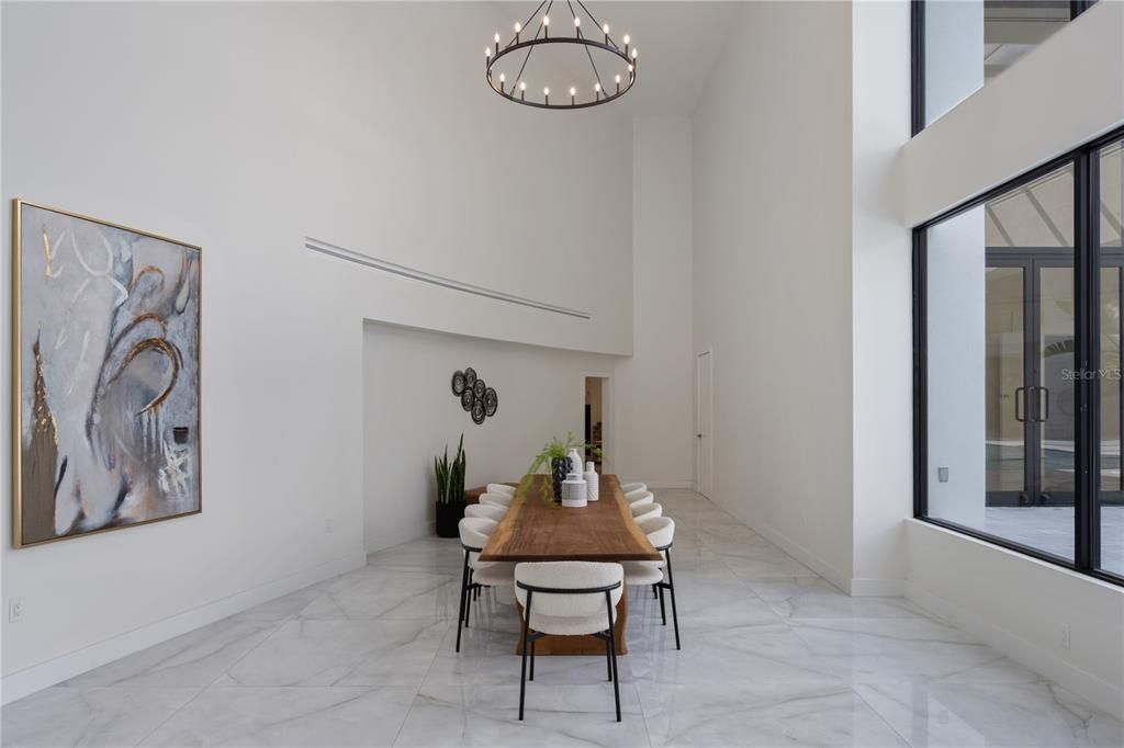 Chandelier, Dining room, Interior, Marble, Pendant Lights