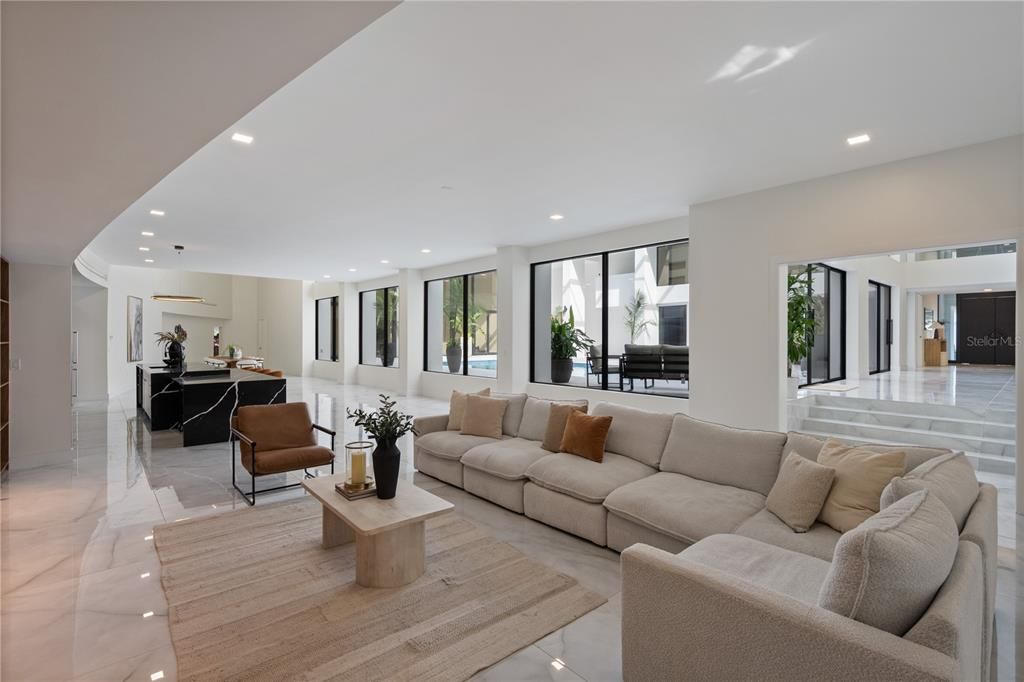 Interior, Living room, Recessed Lighting