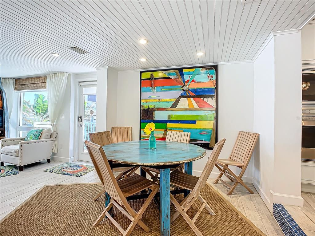 Dining room, Interior, Recessed Lighting, Wood Texture Flooring