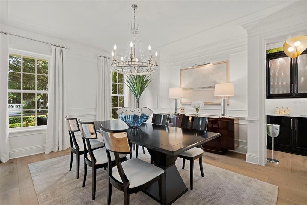 Chandelier, Dining room, Interior, Wood Texture Flooring