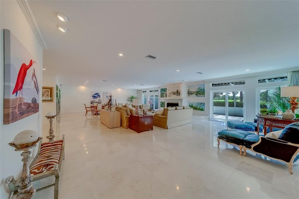 Dining room, Fireplace, Interior, Living room, Recessed Lighting
