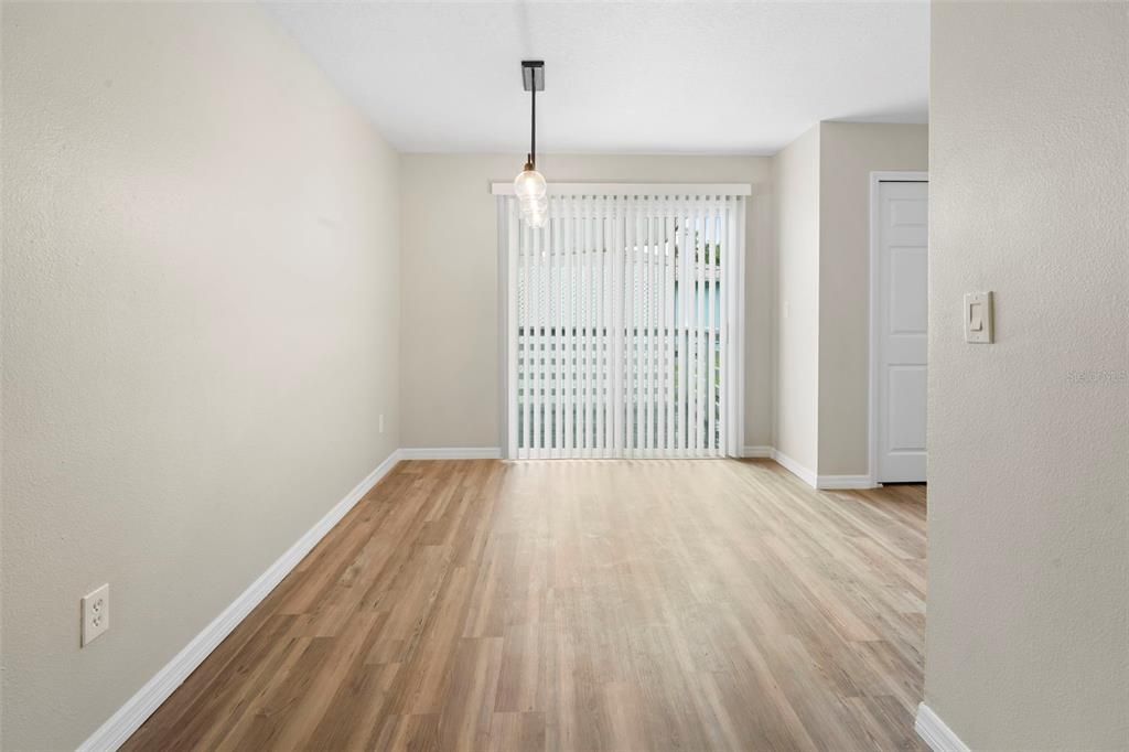 Empty room, Interior, Pendant Lights, Wood Texture Flooring