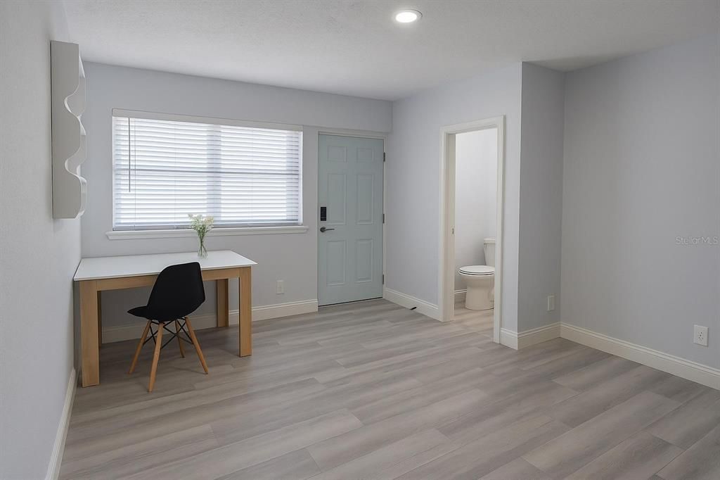 Bathroom, Interior, Recessed Lighting, Wood Texture Flooring