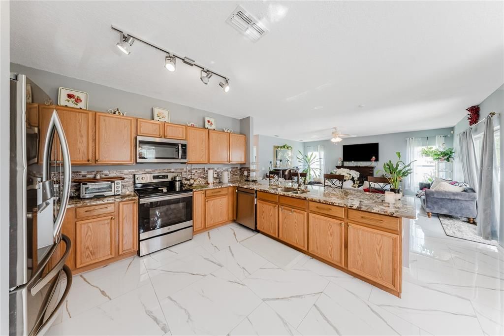 Interior, Kitchen, Marble, Stainless Steel Appliances