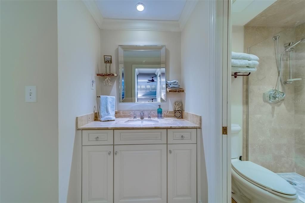 Bathroom, Glass Shower, Interior, Recessed Lighting