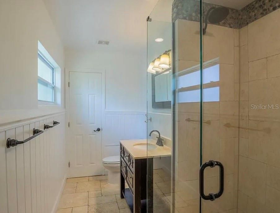 Bathroom, Glass Shower, Interior, Recessed Lighting