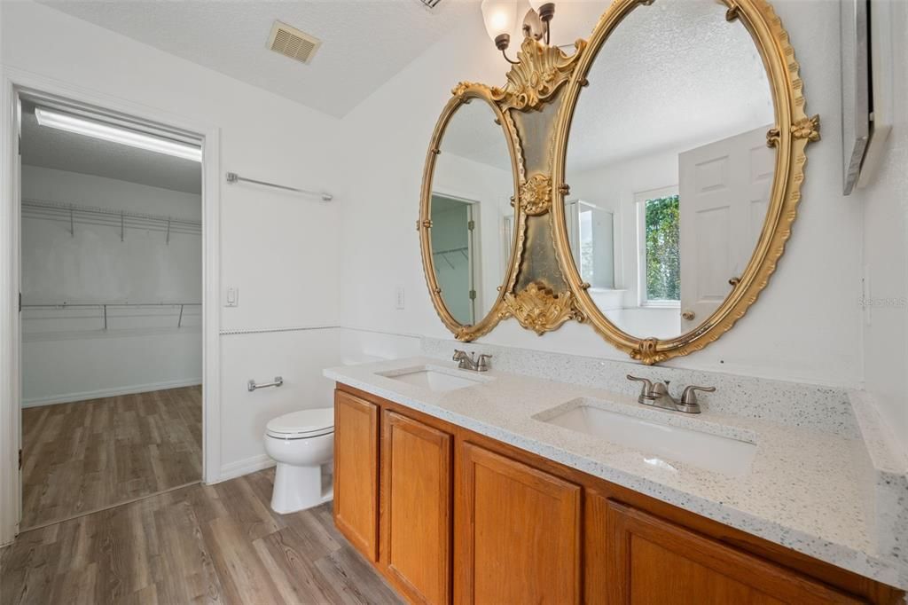 Bathroom, Dual Sink Vanities, Interior, Wood Texture Flooring