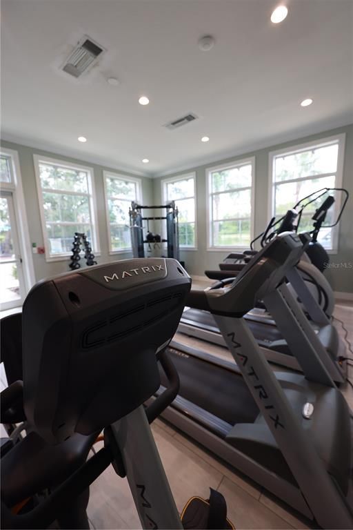 Fitness Equipment, Gym, Interior, Recessed Lighting