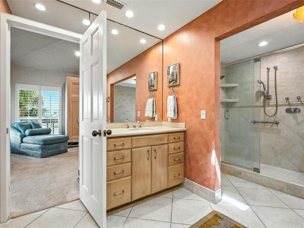 Bathroom, Glass Shower, Interior, Recessed Lighting