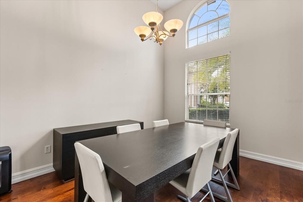 Chandelier, Dining room, Interior, Wood Texture Flooring