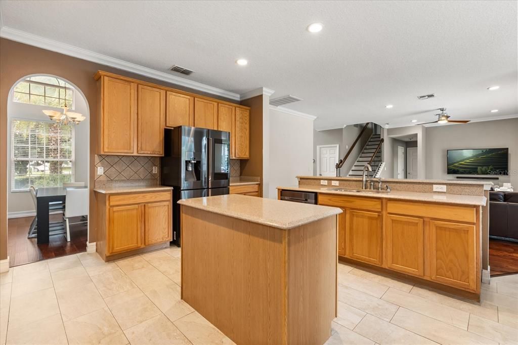Interior, Kitchen, Recessed Lighting, Wood Texture Flooring