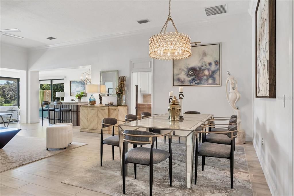 Chandelier, Dining room, Interior, Pendant Lights, Wood Texture Flooring