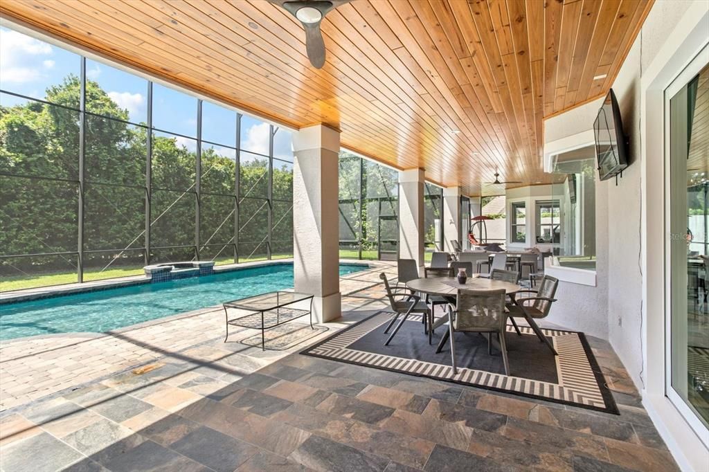 Dining room, Interior, Pool, Sun Room, Wooden Ceilings