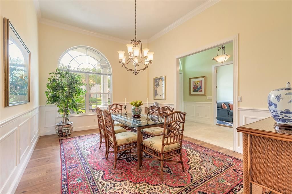 Chandelier, Dining room, Interior, Wood Texture Flooring
