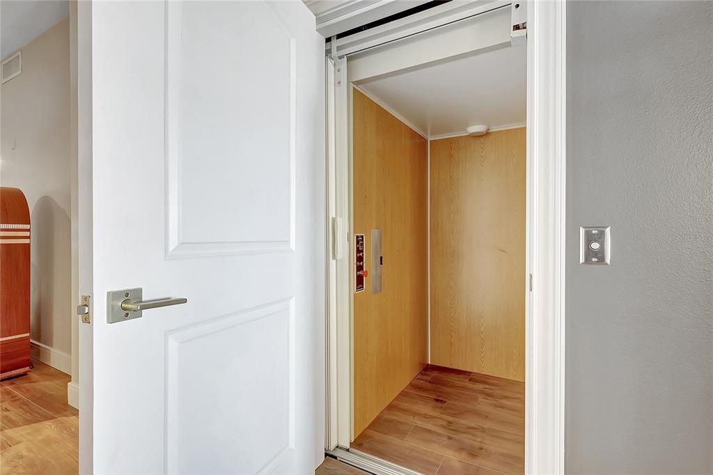 Elevator, Interior, Wood Texture Flooring, Wooden Walls