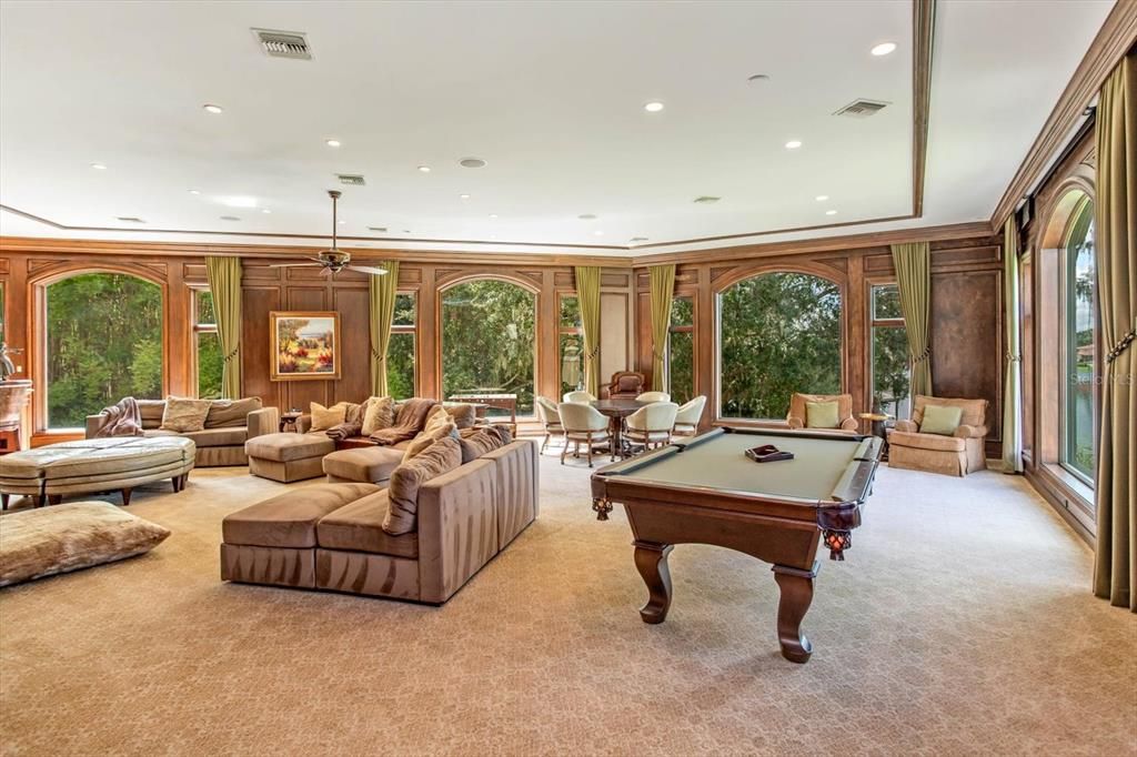 Billiard Table, Dining room, Game Room, Interior, Living room, Pendant Lights, Recessed Lighting