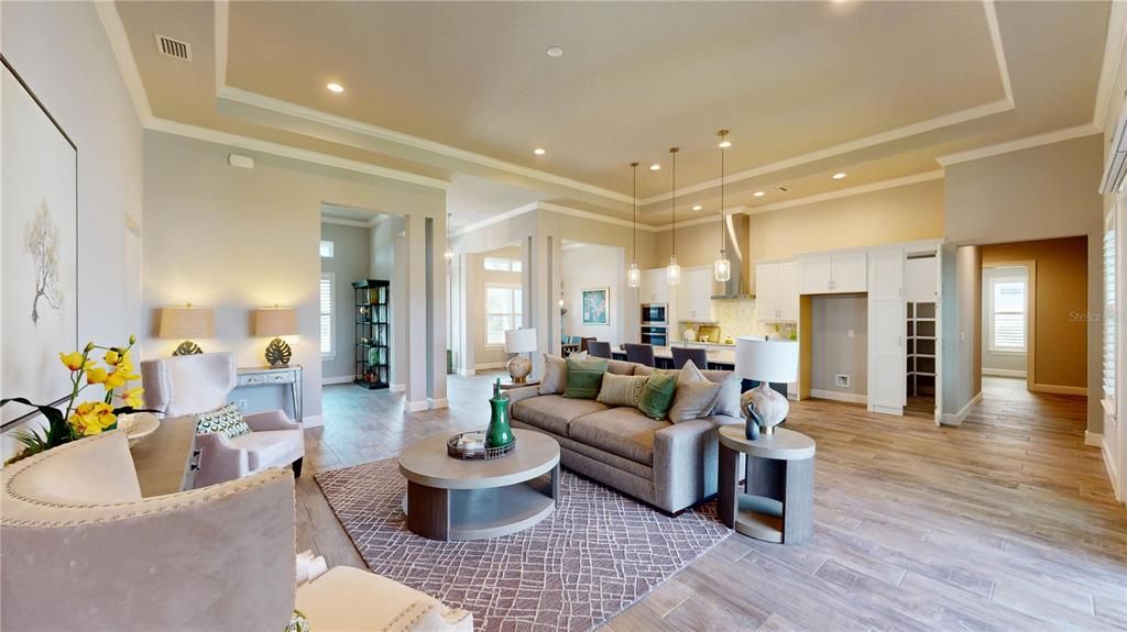 Interior, Kitchen, Living room, Pendant Lights, Recessed Lighting, Stainless Steel Appliances, Wood Texture Flooring