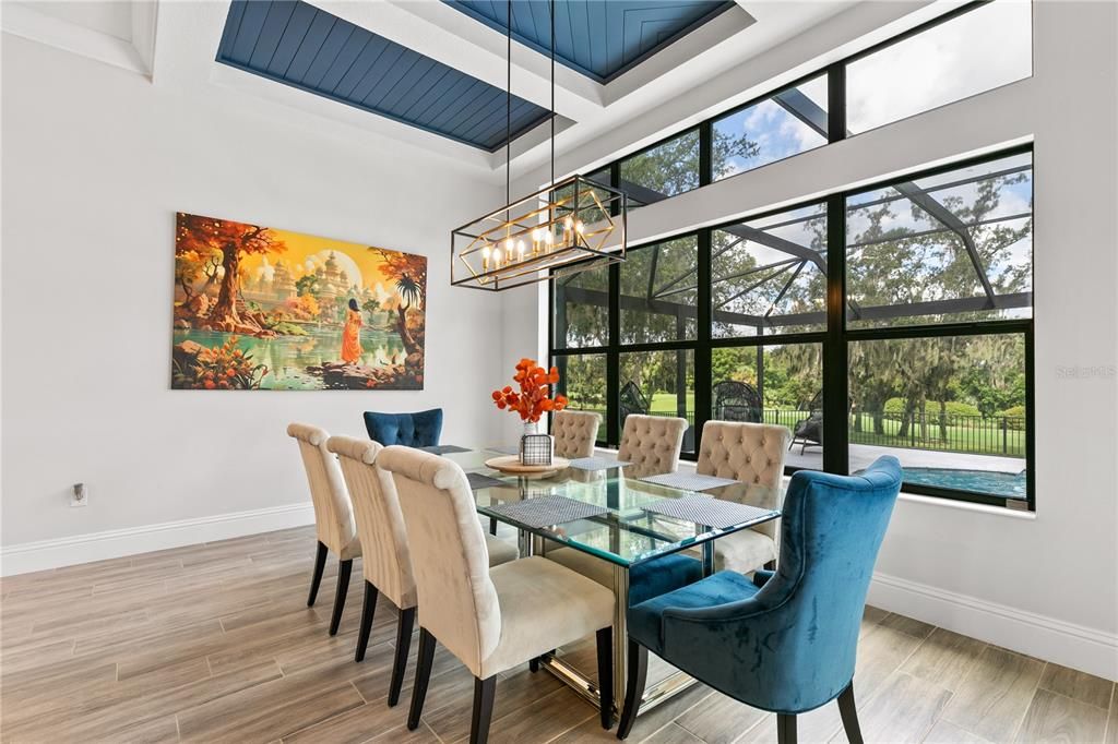 Chandelier, Dining room, Interior, Pendant Lights, Wood Texture Flooring
