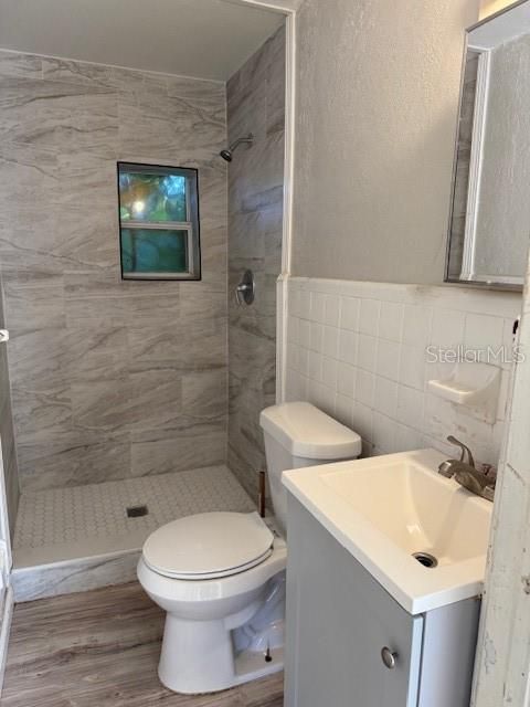 Bathroom, Interior, Marble Walls, Wood Texture Flooring