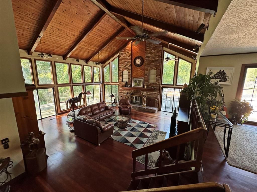 Fireplace, Interior, Living room, Stone Walls, Wooden Beams, Wooden Ceilings, Wood Texture Flooring