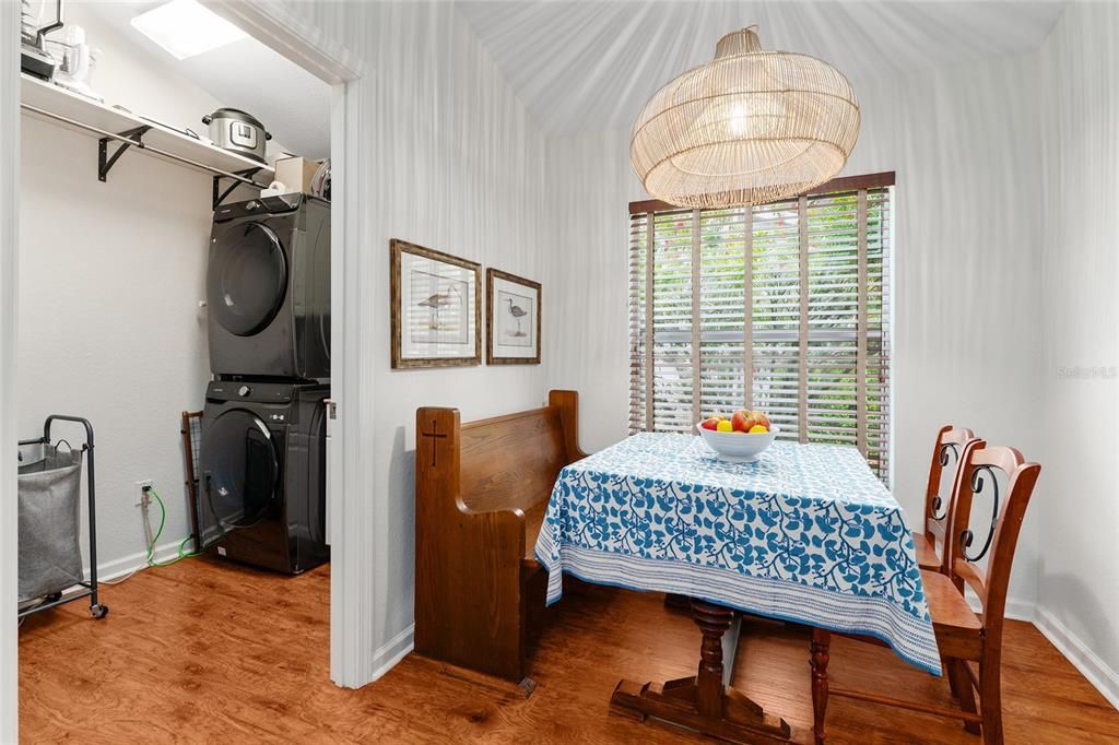 Dining room, Interior, Washer, Wood Texture Flooring