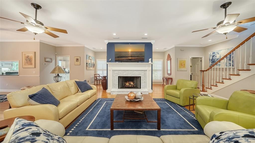 Fireplace, Interior, Living room, Recessed Lighting