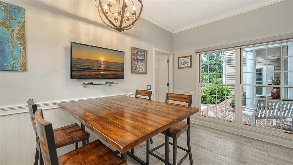 Chandelier, Dining room, Interior, Wood Texture Flooring