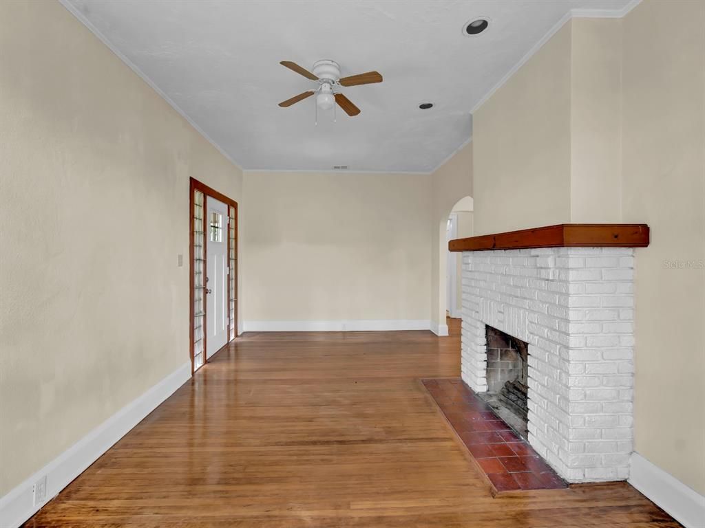 Fireplace, Interior, Wood Texture Flooring