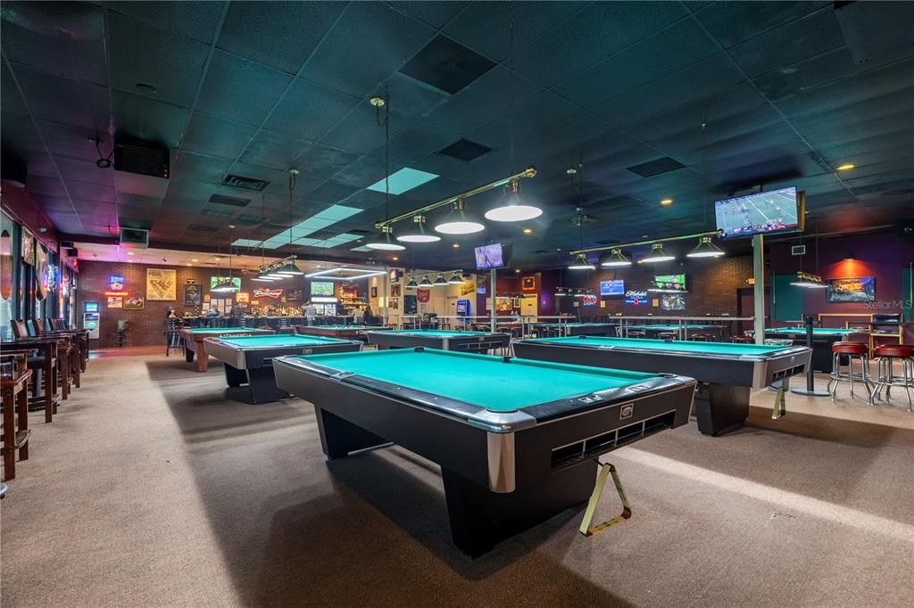 Billiard Table, Game Room, Interior, Pendant Lights, Recessed Lighting