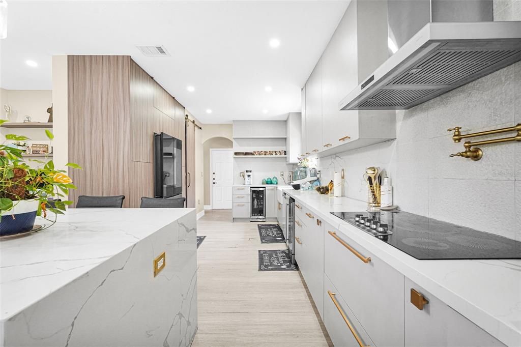 Interior, Kitchen, Recessed Lighting, Wood Texture Flooring