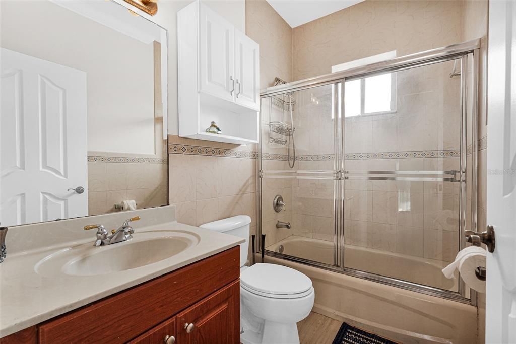 Bathroom, Glass Shower, Interior, Wood Texture Flooring