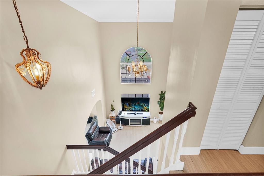 Fireplace, Home Office, Interior, Pendant Lights, Wood Texture Flooring