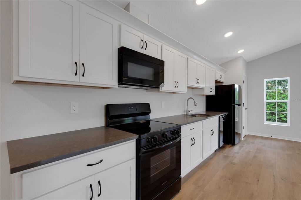 Interior, Kitchen, Recessed Lighting, Wood Texture Flooring