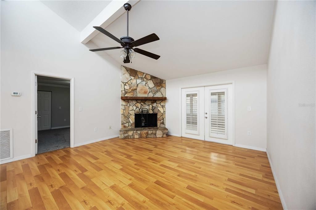 Empty room, Fireplace, Interior, Wood Texture Flooring