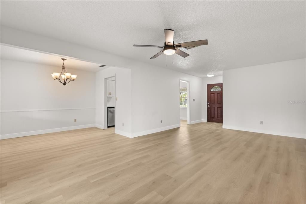 Chandelier, Empty room, Interior, Wood Texture Flooring