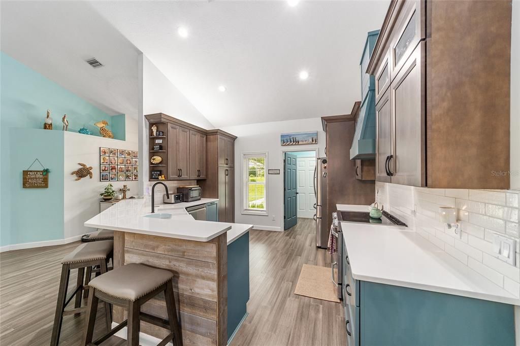 Interior, Kitchen, Recessed Lighting, Wood Texture Flooring