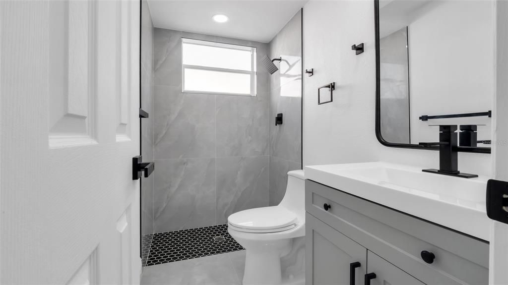 Bathroom, Glass Shower, Interior, Recessed Lighting
