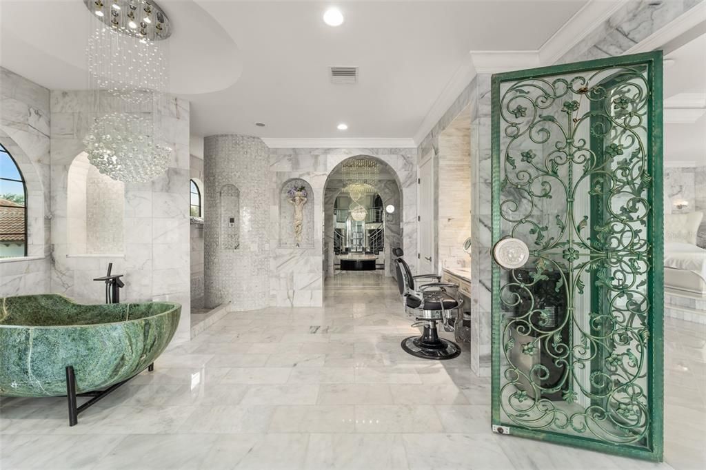 Chandelier, Interior, Marble, Marble Walls, Recessed Lighting
