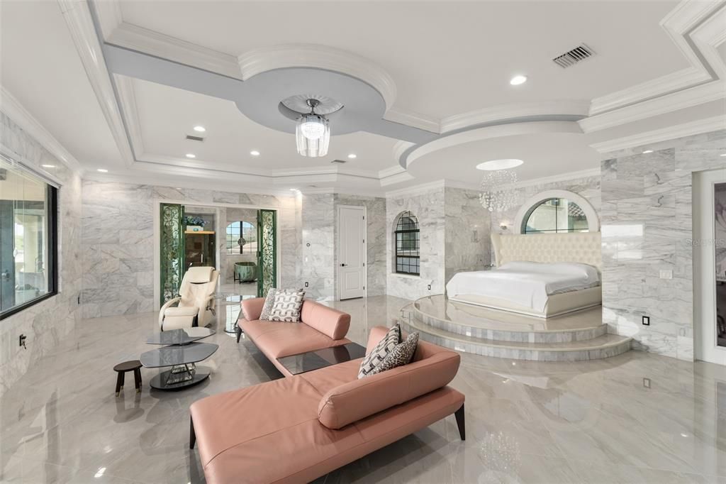Interior, Living room, Marble, Marble Walls, Pendant Lights, Recessed Lighting