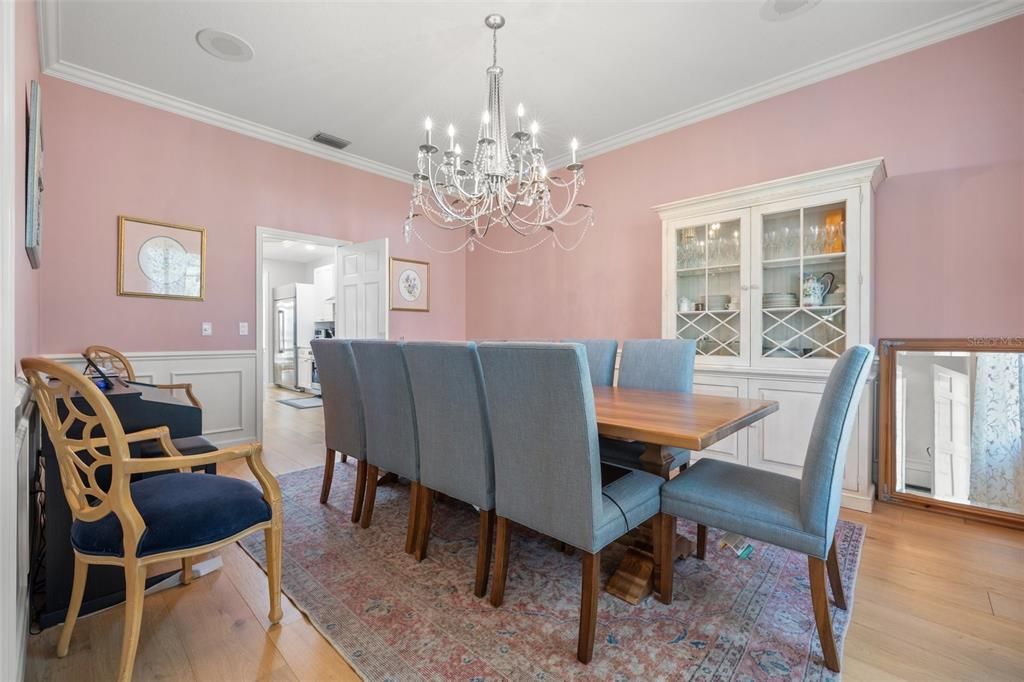 Chandelier, Dining room, Interior, Wood Texture Flooring