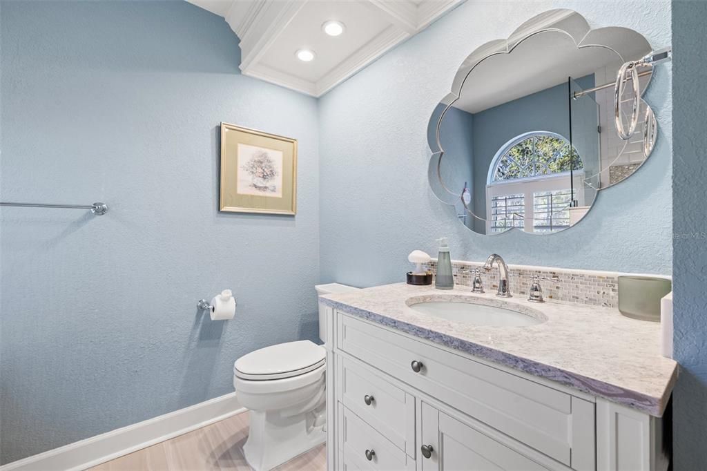 Bathroom, Interior, Recessed Lighting, Wood Texture Flooring