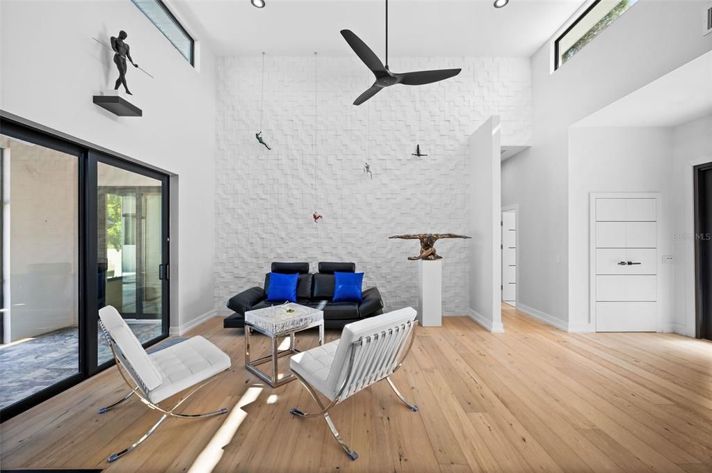Interior, Living room, Recessed Lighting, Wood Texture Flooring