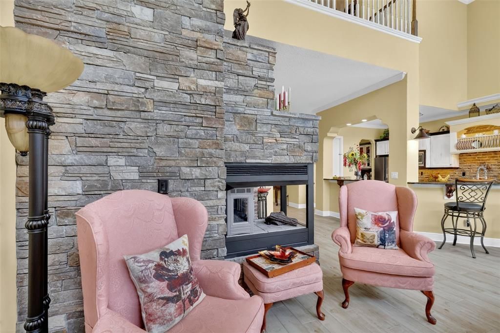 Fireplace, Interior, Stone Walls, Wood Texture Flooring
